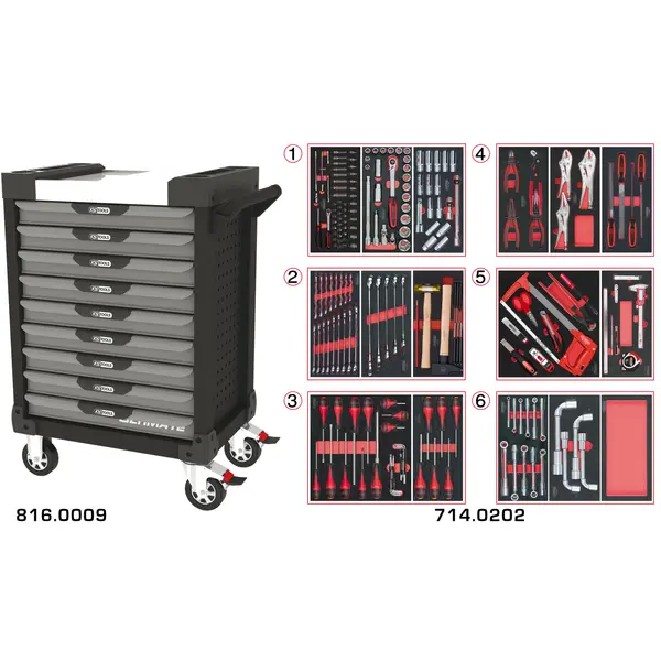 Servantes ULTIMATE 9 tiroirs équipées de 202 outils