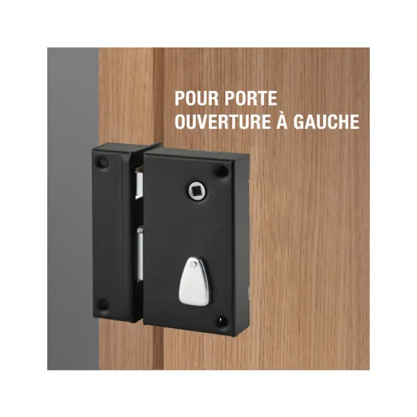 Serrure verticale en applique 6 gorges à tirage pour entrée, gauche, axe 45mm, carré 7mm, 75x130mm, noir, 2 clés - THIRARD