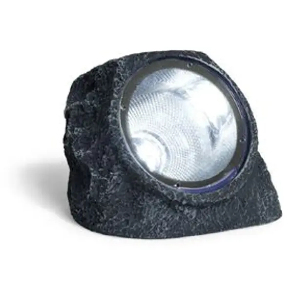 Lampe solaire design pierre LED blanc froid Ø14xH11cm