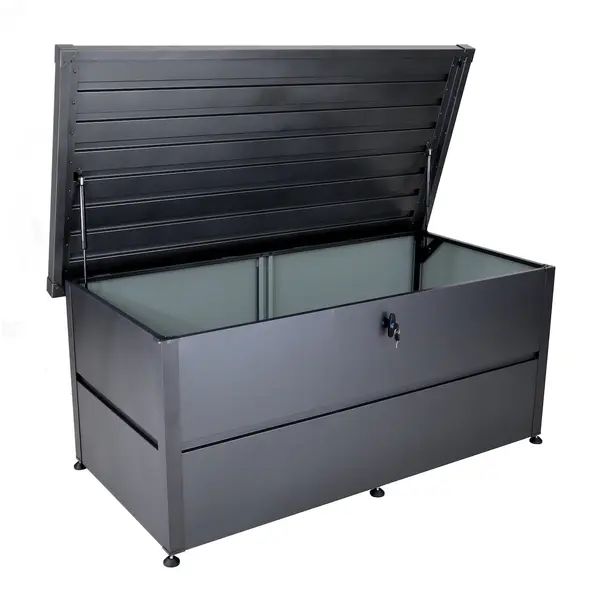 Coffre de rangement en acier galvanisé - 500 L - Coloris graphite - PROLOISIRS