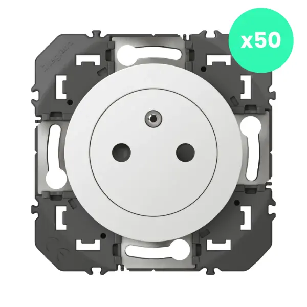 Lot de 50 prises de courant 2P+T Surface dooxie 16A blanc - Legrand - 600635