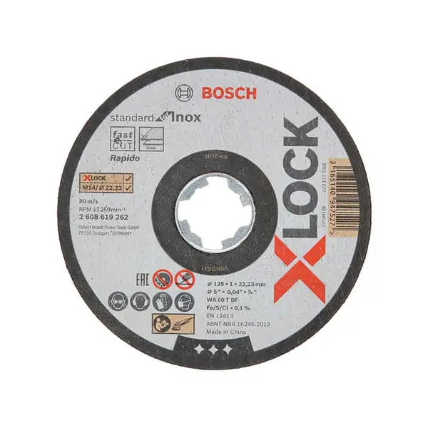 BOSCH Disque à tronçonner plat X-LOCK 125mm - Standard for Inox