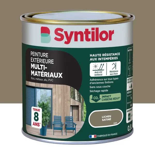 Peinture exterieure bois, aluminium, pvc . SYNTILOR lichen satine 0.5l - SYNTILOR
