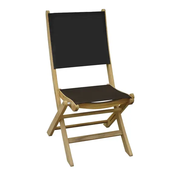 Chaise pliante - NEWTON - Teck FSC 100% - Assise et dossier en TPEP noir - PROLOISIRS