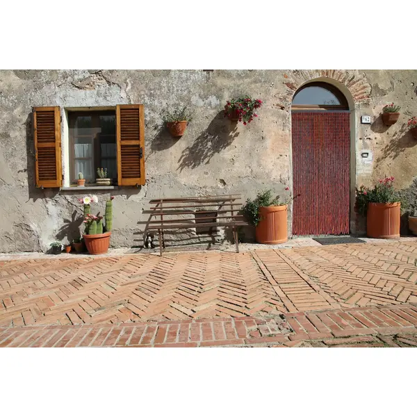 Rideau de porte - BAMBOU - 90 x 200 cm - bambou et perles de bois brun acajou - Jardiline