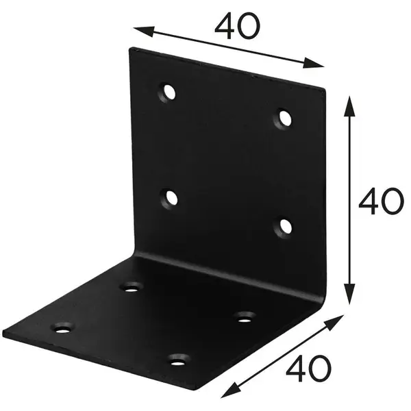 Equerre acier zingue noire Magnodur 40x40x40, SUKI - SUKI