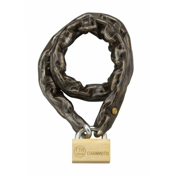 Chaîne acier cémenté zingué à clé Loops, moto, barrières, Ø 8mm, 0.9m, gaine PVC, cadenas, 3 clés - THIRARD