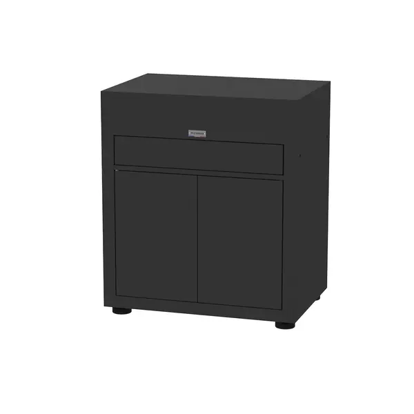 Meuble avec tiroir noir - 80 x 55 cm - Portes et tiroir push pull - Acier époxy - LE MARQUIER