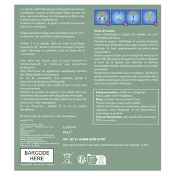 Spirale antimoustique 40H x10 avec support métal x2