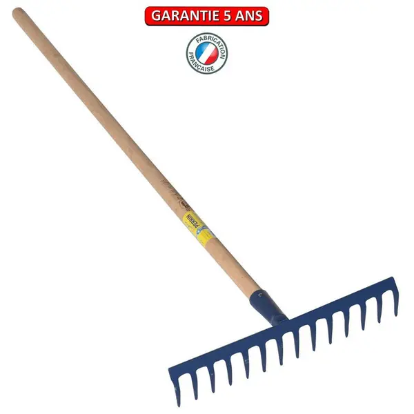 Râteau 12 dents courbes soudées manche 1,5m, outil trempé haute résistance, jardin,potager - PERRIN