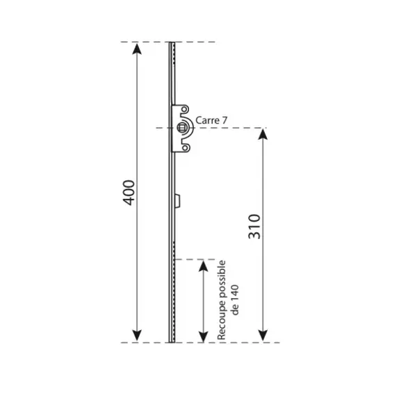 Crémone ouvrant à la française Unijet pour fenêtre bois, axe 15mm, H. 400mm, G-2204C-00-0-1 - FERCO by THIRARD