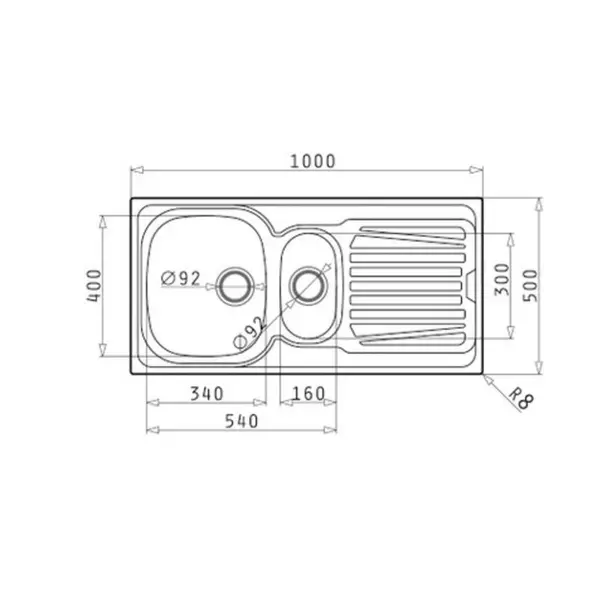 Évier de cuisine à encastrer Hypero 1 + 1/2 bac acier inoxydable 100 x 50 cm ISIFIX