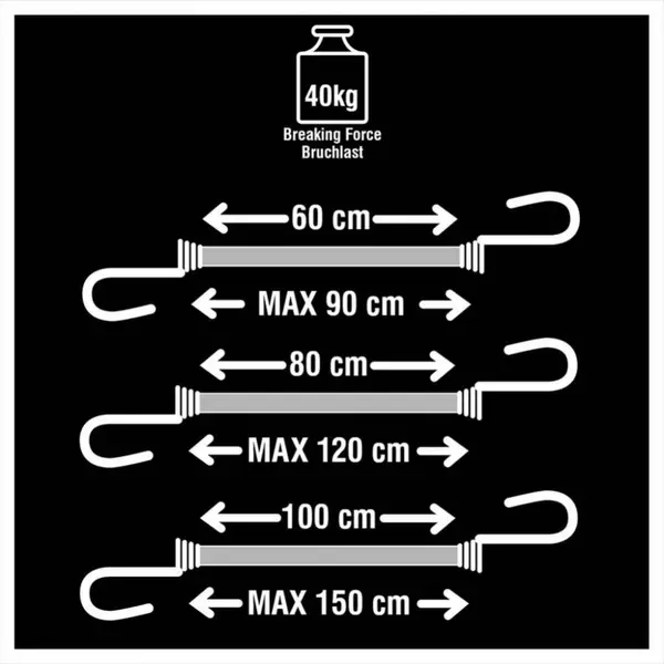 Lot de 6 sandows crochet métal MASTERLOCK, Diam.8 mm x L.1 m x l.8 mm - MASTER LOCK