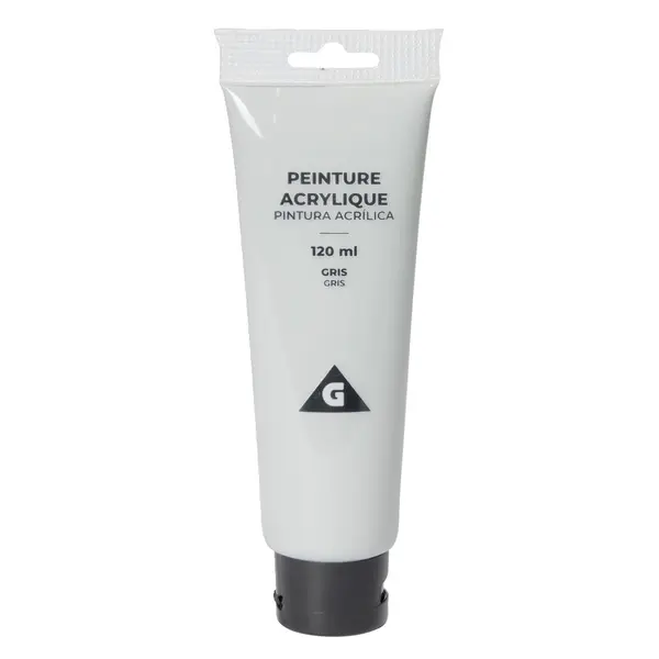 Tube peinture acrylique 120ml gris