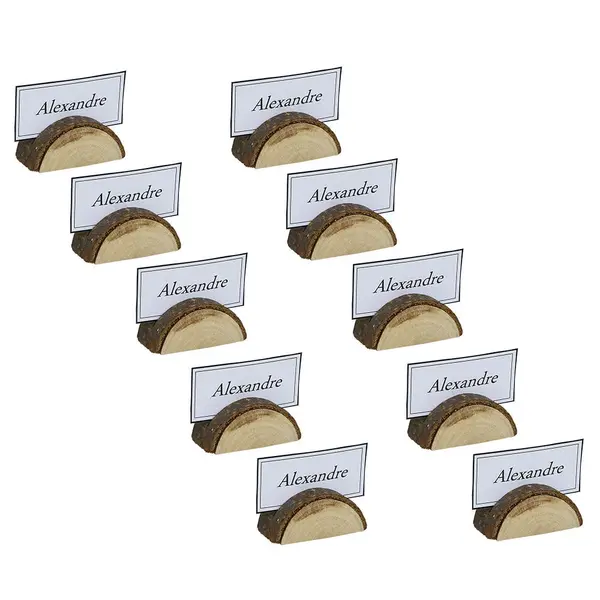 Marque place bûche bois marron x10