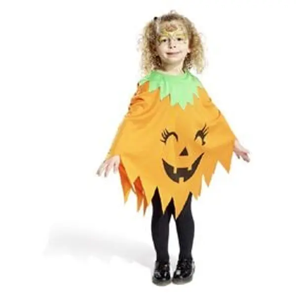 Déguisement enfant Halloween citrouille poncho orange - Taille unique