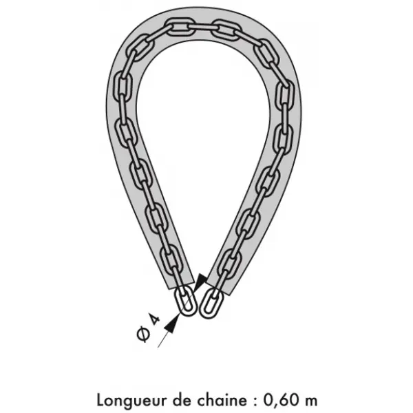 Chaine gainée à clé PVC Loops, vélo, barrières, Ø4mm, 0.6m, cadenas 40mm, 2 clés - THIRARD