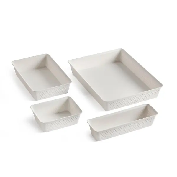 Lot de 4 organisateur en polypropylène blanc, Bohol - TATAY