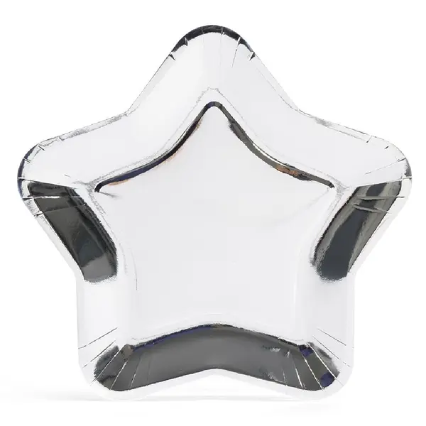 Plateau carton étoile argenté Ø24,5cm x6