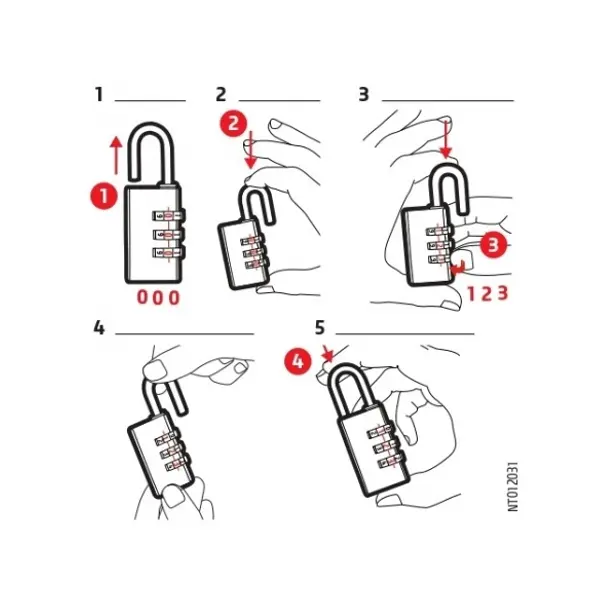 Cadenas à combinaison TSA, 3 chiffres, voyage, anse acier, 30mm - THIRARD