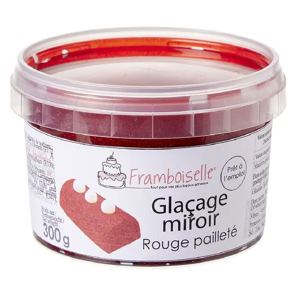 Glaçage miroir rouge pailleté 300g
