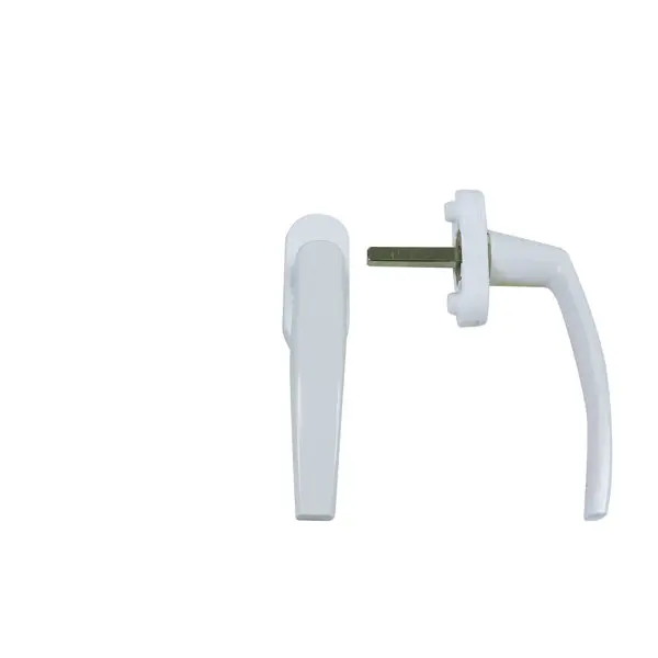 Poignée alu blanche pour fenêtre PVC blanche arrondie - sans clé