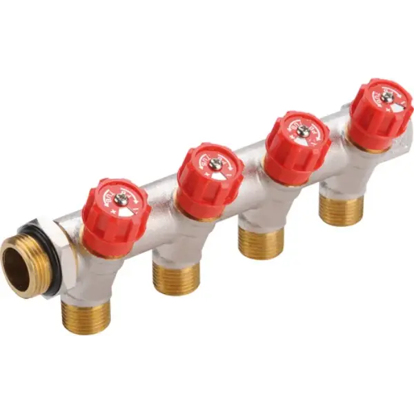 COLLECTEUR SANITAIRE 3/4" A ROBINETTERIE INTEGREE DEPORTEE 1/2" PORTEE PLATE - ROUGE