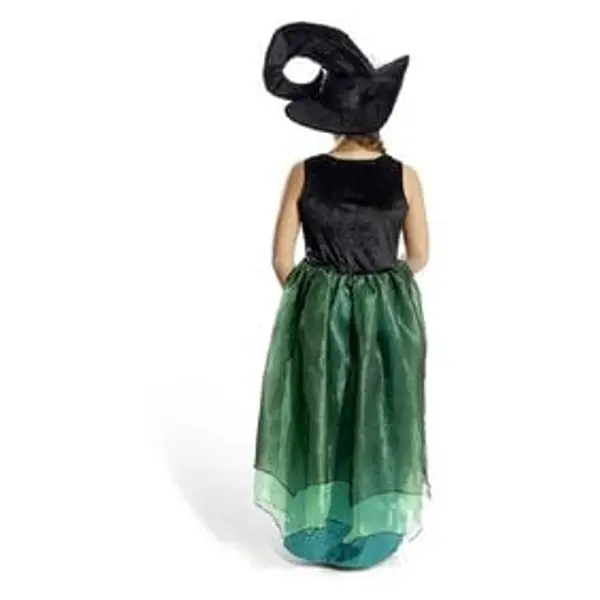 Déguisement enfant Halloween sorcière robe chapeau noir vert 11/14ans