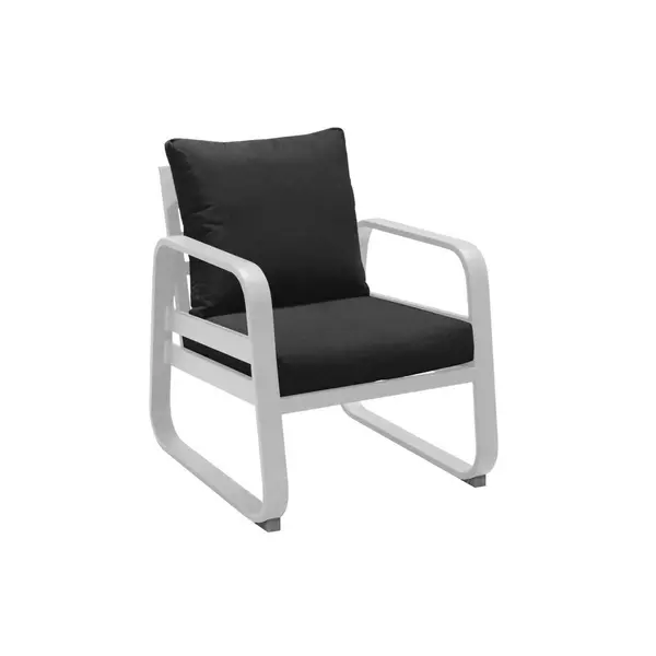 Fauteuil détente de jardin Tonio blanc/gris - Aluminium - coussins déhoussables - PROLOISIRS