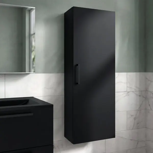 Colonne de rangement salle de bain noir mat IDALIE 120 x 40 x 15 cm