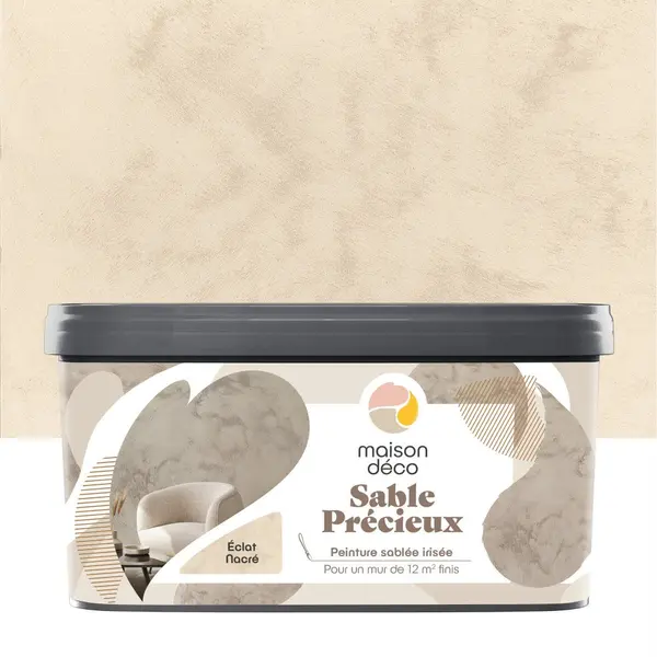Peinture à effet, Sable precieux MAISON DECO, eclat nacre, sablé, 2l - MAISON DECO
