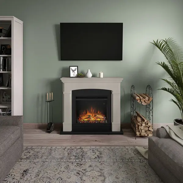 Cheminée électrique décorative "Helmi" Beige - Powerflame - TAGU
