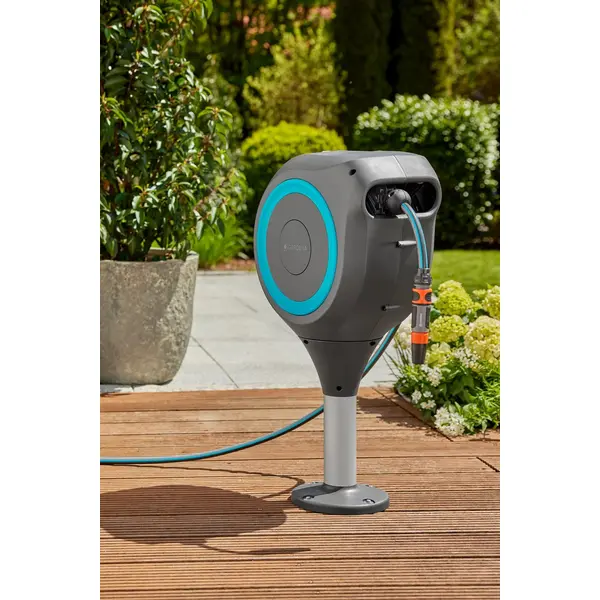 Dévidoir automatique pour terrasse RollUp M 20m - Bleu - GARDENA