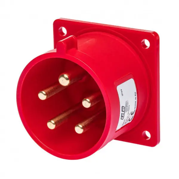 Prise male encastrable tétrapolaire 32A 3P+N+T 380V - 5 broches - Étanche IP44 - IDE