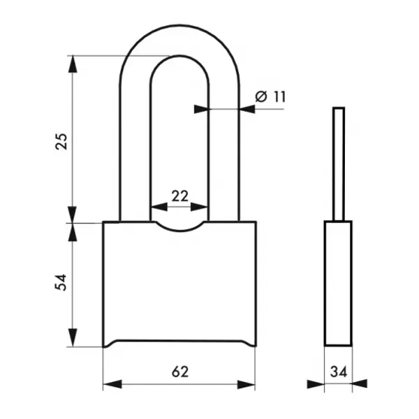 Cadenas à combinaison Fédéral Lock SRH, acier, 4 chiffres, chantier, anse acier, 62mm, noir - THIRARD