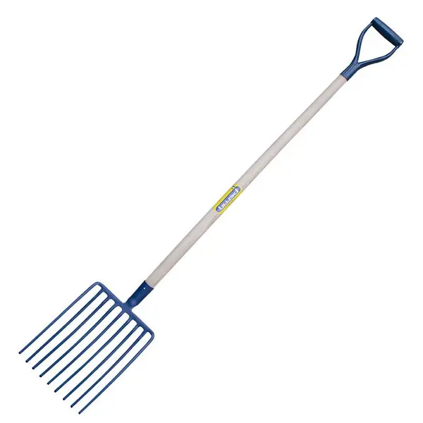 Fourche a cailloux douille 9 dents manche poignée en D - PERRIN