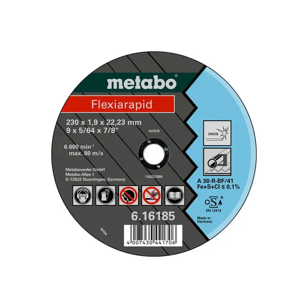 Flexiarapid acier inoxydable TF 41 - 125 x 1,6 x 22,23 - Metabo