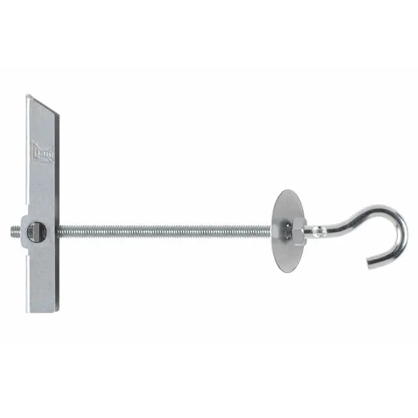 Boite de 50 - Cheville à bascule pour fixation en plafond dans matériaux creux - Crochet - Zingué