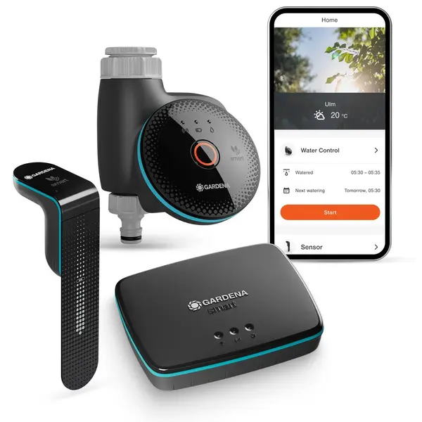 Smart Water Control - Kit d’arrosage connecté avec sonde d’humidité et Gateway - GARDENA