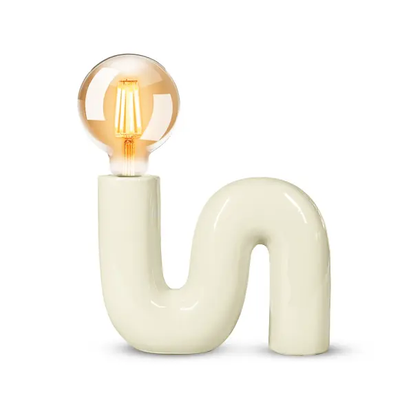 Lampe à poser Pop S, vanille, céramique, H.20 cm, E27 - LX FRANCE