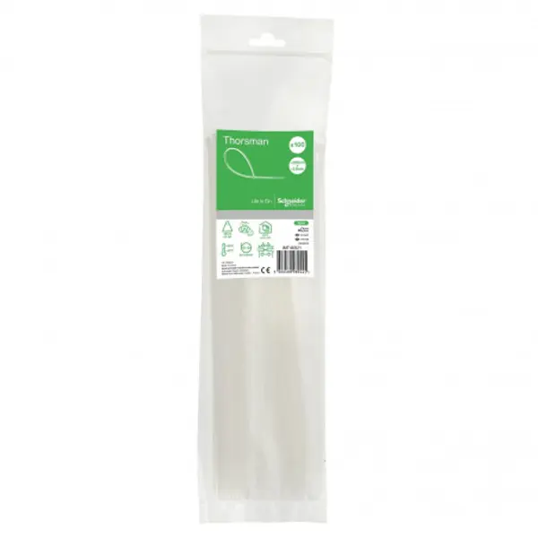 Lot de 100 colliers serre câble plastique blanc 300x3,6mm - Ultra résistant Polyamide 6.6 - Schneider