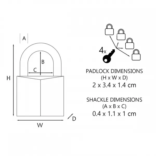 Lot de 4 cadenas à clé MASTER LOCK laiton, l.20 mm - MASTER LOCK
