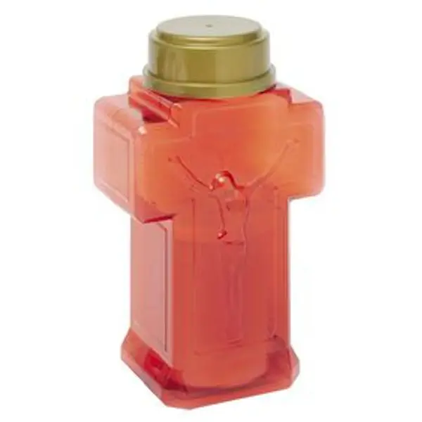 Bougie funéraire forme croix Ø10xH15cm rouge