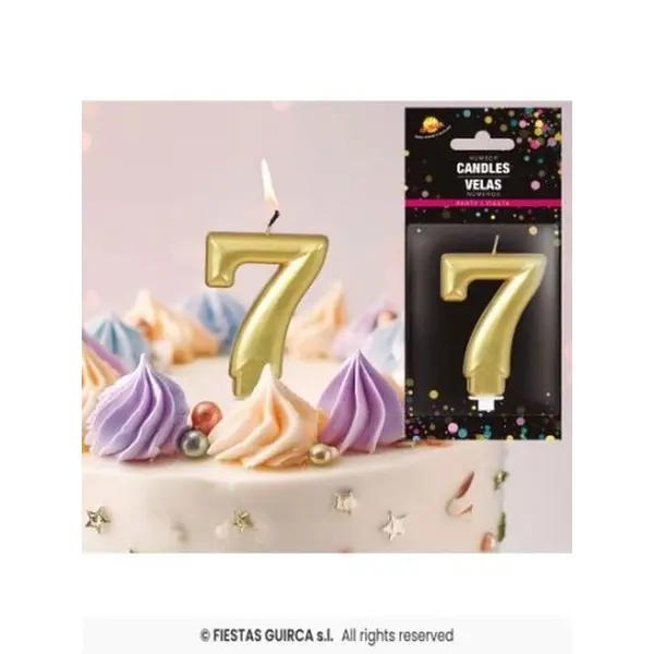 Vela Cumplea?Os N? 7 Oro R-3287