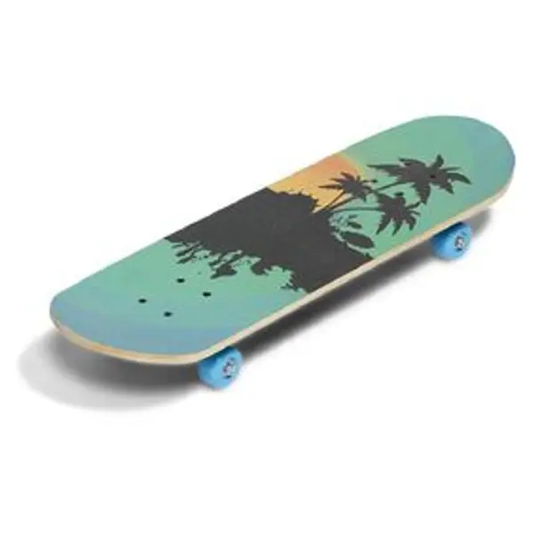 Skateboard 28 pouces coucher de soleil orange noir bleu