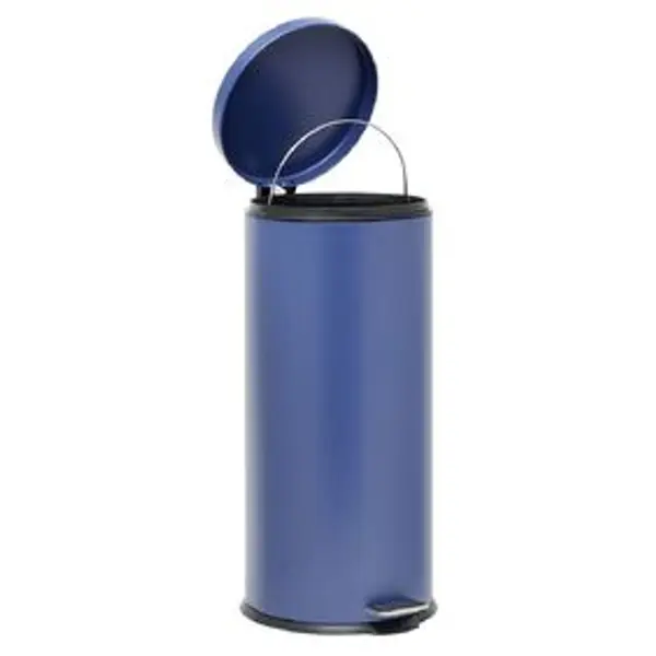 Poubelle ronde à pédale métal Bleu 30l