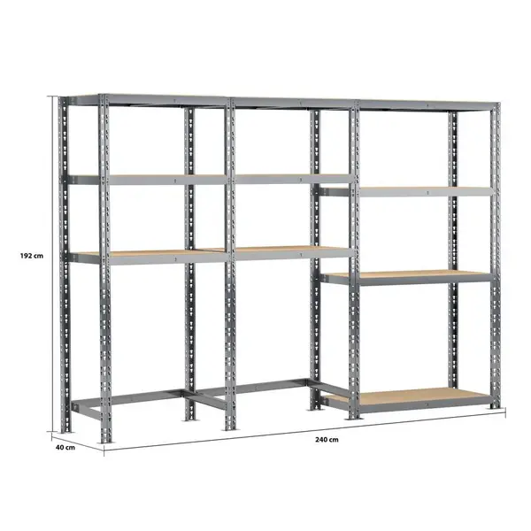 Concept rangement de garage - longueur 240 cm - 10 plateaux - Modulö Storage