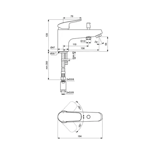 Mitigeur bain douche monotrou Okyris - chrome