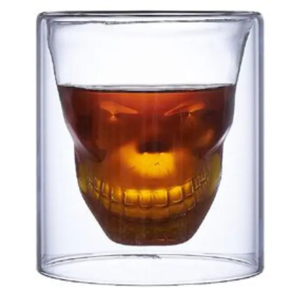 Verre double paroi Halloween tête de mort 25cl