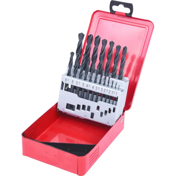 Coffret de 19 forets HSS laminés, Ø1,0-10,0 mm